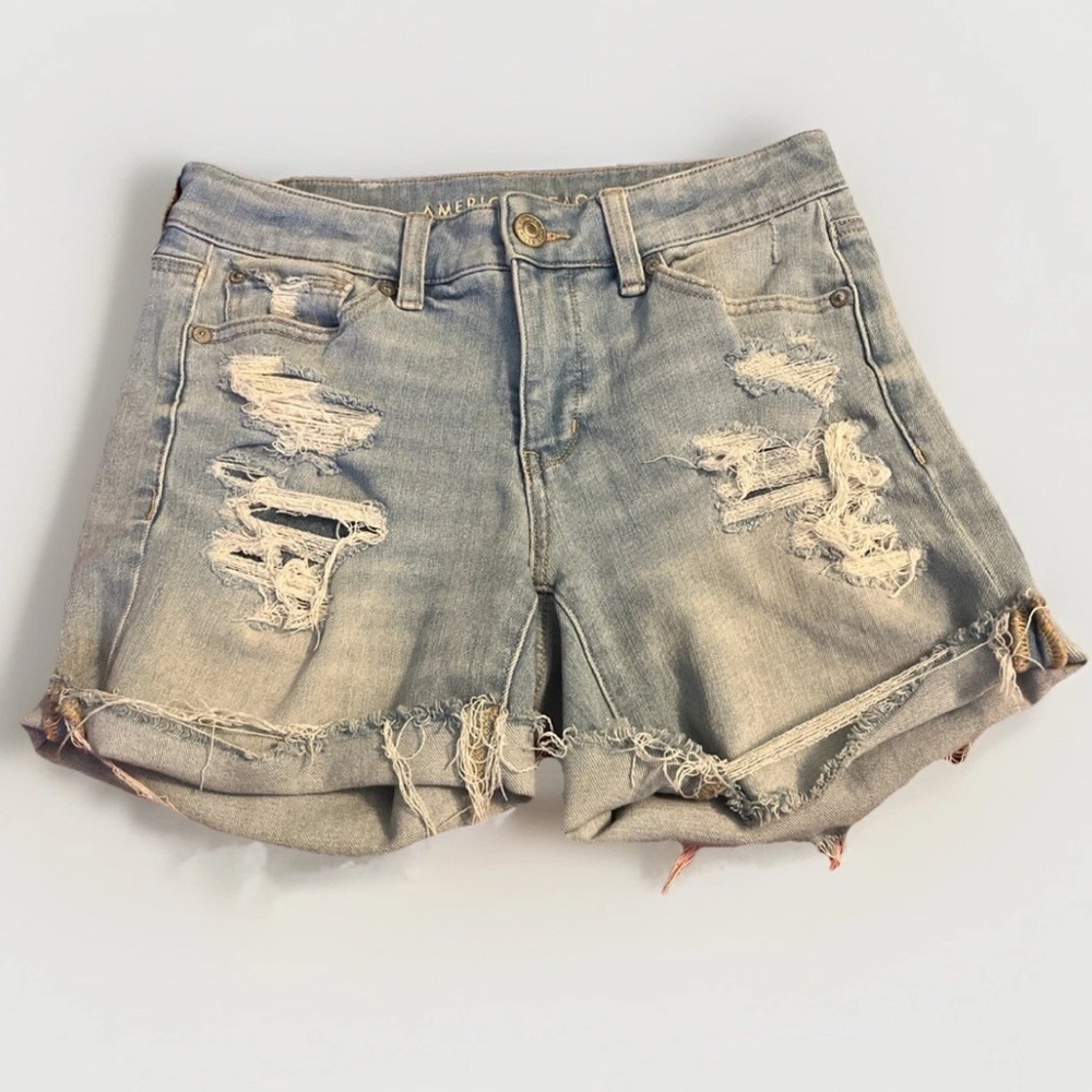 American Eagle Distressed Jean Denim The Dream Shorts Ripped Cutoff Summer Beach